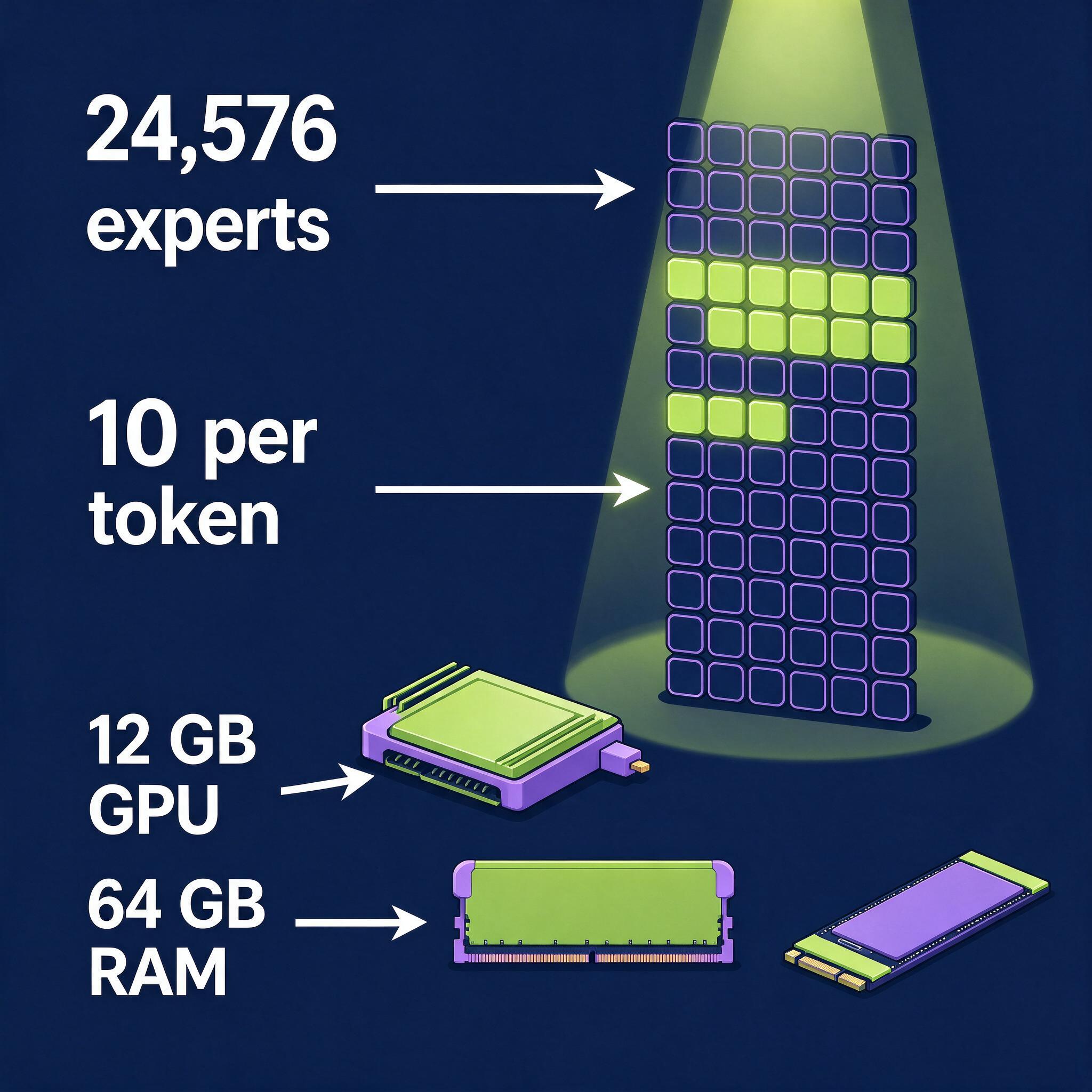 Strata serves a 125B MoE at 94 tokens/s from a 12 GB card and 64 GB of RAM